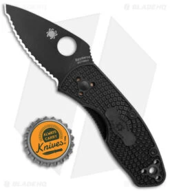 Spyderco Ambitious Lightweight Knife Black FRN (2.25" Black Serr) C148SBBK -Spyderco Sales Spyderco Ambitious Lightweight Black FRN Black Serr BHQ 175381 jr bottlecap
