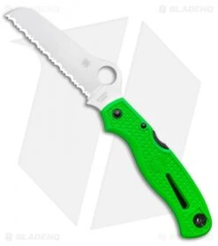 Spyderco Atlantic Salt Folding Dive Knife Green FRN (3.69" Satin Serr LC200N)