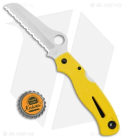 Spyderco Atlantic Salt Folding Dive Knife C89SYL Yellow FRN (3.69" Satin Serr) -Spyderco Sales Spyderco Atlantic Salt Folding Dive Knife Yellow FRN 3in Satin Serr BHQ 3168 td size