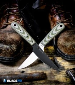 Spyderco Bow River Fixed Blade Knife OD Green/Gray G-10 (4.4" Satin) -Spyderco Sales Spyderco Bow River Fixed Blade Knife OD Green Gray G 10 Black FB46GPODBK BHQ 119348 kp work web 1