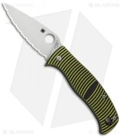 Spyderco Caribbean Compression Lock Knife Black/Yellow G-10 (Full Serr) C217GS