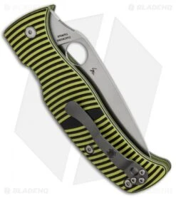 Spyderco Caribbean Compression Lock Knife Black/Yellow G-10 (Full Serr) C217GS -Spyderco Sales Spyderco Caribbean Compression Lock Black Yellow G 10 Satin Serr C217GS BHQ 67354 jr side