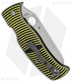 Spyderco Caribbean Sheepsfoot Knife Black/Yellow G-10 (3.7" Satin) C217GPSF -Spyderco Sales Spyderco Caribbean Sheepsfoot Compression Lock Black Yellow G 10 Satin C217GPSF BHQ 67355 jr side