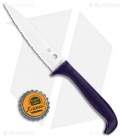 Spyderco Counter Puppy Kitchen Knife Purple (3.4" Satin Full Serr) K20SPR -Spyderco Sales Spyderco Counter Puppy Kitchen Purple Satin Serr K20SPR BHQ 102060 jr bottlecap