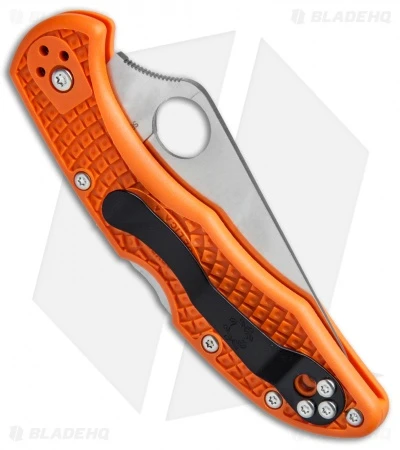 Spyderco Delica 4 Knife Flat Ground Orange FRN (2.88" Satin) C11FPOR 5 Spyderco Delica 4 Knife Flat Ground Orange FRN (2.88" Satin) C11FPOR - Image 3