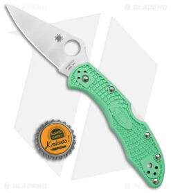 Spyderco Delica 4 M4 Lock Back Knife Mint FRN (2.88" Satin M4) C11FPGRM4 -Spyderco Sales Spyderco Delica 4 Knife Flat Ground Jade FRN Satin BHQ 175345 jr bottlecap