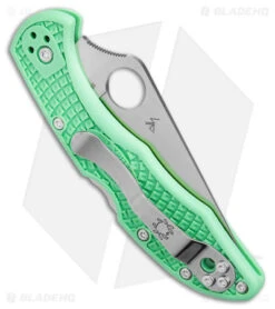 Spyderco Delica 4 M4 Lock Back Knife Mint FRN (2.88" Satin M4) C11FPGRM4 -Spyderco Sales Spyderco Delica 4 Knife Flat Ground Jade FRN Satin BHQ 175345 jr side