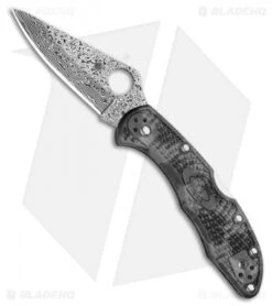 Spyderco Delica 4 Knife Flat Ground Zome Gray FRN (2.88" Damascus) C11ZPGYD