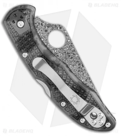 Spyderco Delica 4 Knife Flat Ground Zome Gray FRN (2.88" Damascus) C11ZPGYD 5 Spyderco Delica 4 Knife Flat Ground Zome Gray FRN (2.88" Damascus) C11ZPGYD - Image 3