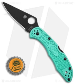 Spyderco S30V Delica 4 Lightweight Lockback Knife Tantalizing Teal (2.88" BLK) -Spyderco Sales Spyderco Delica 4 Lightweight Knife Tantalizing Teal FRN 2in Black BHQ 146408 td size