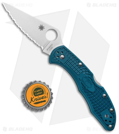 Spyderco Delica 4 Lightweight Lockback Knife Blue FRN (2.9" Serr) C11FSK390 6 Spyderco Delica 4 Lightweight Lockback Knife Blue FRN (2.9" Serr) C11FSK390 - Image 4