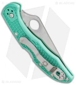 Spyderco Delica 4 Lightweight Knife Teal FRN (2.88" Satin) C11FPTL -Spyderco Sales Spyderco Delica 4 Lightweight Teal FRN Satin SPYC11FPTL BHQ 77421 jr side 3
