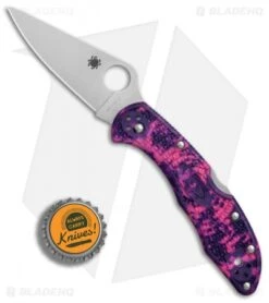 Spyderco Delica 4 Knife Flat Ground Zome Pink/Purple FRN (2.88" VG10) C11ZFPPN -Spyderco Sales Spyderco Delica 4 Pink Purple FRN satin BHQ 76575 er bottlecap