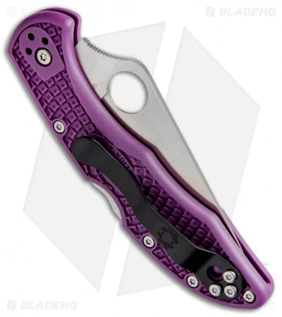 Spyderco Delica 4 Knife Flat Ground Purple FRN (2.88" Satin) C11FPPR 5 Spyderco Delica 4 Knife Flat Ground Purple FRN (2.88" Satin) C11FPPR - Image 3