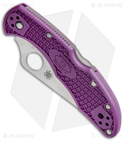 Spyderco Delica 4 Knife Flat Ground Purple FRN (2.88" Satin) C11FPPR 4 Spyderco Delica 4 Knife Flat Ground Purple FRN (2.88" Satin) C11FPPR - Image 2