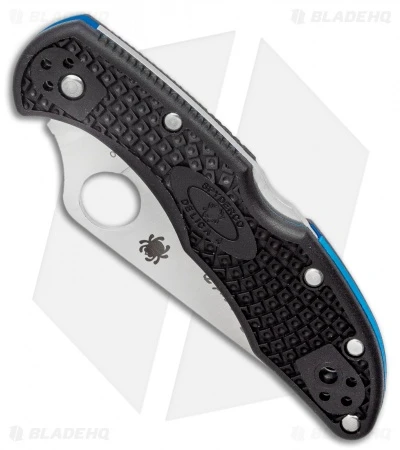 Spyderco Delica 4 Thin Blue Line Knife Black FRN (2.9" Satin Serr) C11FPSBKBL 4 Spyderco Delica 4 Thin Blue Line Knife Black FRN (2.9" Satin Serr) C11FPSBKBL - Image 2