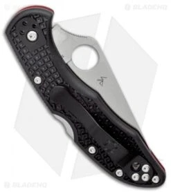 Spyderco Delica 4 Thin Red Line Knife Black FRN (2.9" Serr Satin) C11FPSBKRD -Spyderco Sales Spyderco Delica 4 Thin Red Line Knife Black FRN 2.9 Serr Satin C11FPSBKRD BHQ 125867 LS Side