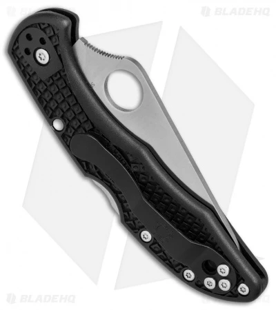 Spyderco Delica 4 Knife Black FRN Folder (2.88" Satin Full Serr) C11SBK 4 Spyderco Delica 4 Knife Black FRN Folder (2.88" Satin Full Serr) C11SBK - Image 2