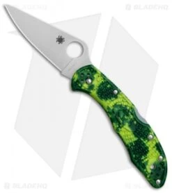 Spyderco Delica 4 Knife Flat Ground Zome Green/Yellow FRN (2.8" S30V) C11ZFPYL