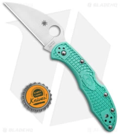 Spyderco Delica 4 Lightweight Wharncliffe Knife Teal FRN (2.9" Satin) C11FPWCTL -Spyderco Sales Spyderco Delica 4 lightweigt Wharncliffe Knife Teal FRN 2in Satin BHQ 142789 td size jr