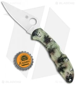 Spyderco Delica 4 Lockback Knife Glow Zome Green FRN (2.88" Satin) GITD -Spyderco Sales Spyderco Delica Flat Ground Zome Glow Green FRN Satin C11ZFPGITD BHQ 112069 jr bottlecap