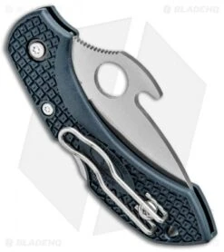 Spyderco Dragonfly 2 Knife W/ Emerson Opener Dark Gray (2.28" Satin) C28PGYW2 -Spyderco Sales Spyderco Dragonfly 2 Emerson Opener Dark Blue FRN Satin C28PGYW2 BHQ 97438 jr side 2