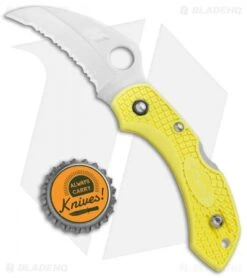 Spyderco Dragonfly 2 Hawkbill Salt Knife Yellow FRN (2.3" Satin Serr) C28SYL2HB -Spyderco Sales Spyderco Dragonfly 2 Hawkbill Salt Knife Yellow FRN Satin Serr C28SYL2HB BHQ 74492 jr bottlecap