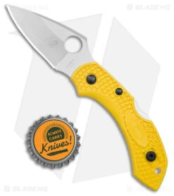 Spyderco Dragonfly 2 Salt Lockback Knife Yellow FRN (2.25" Satin H2) C28PYL2 -Spyderco Sales Spyderco Dragonfly 2 Salt Yellow FRN Satin BHQ 9301 jr bottlecap
