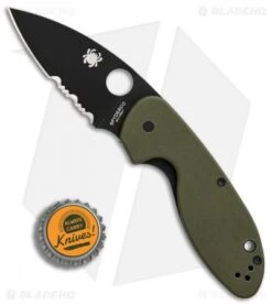 Spyderco Efficient Liner Lock Knife Green G-10 (3" Black Serr) C216GPSGRBK -Spyderco Sales Spyderco Efficient Green G10 Black Part Serr BHQ 85710 er bottlecap