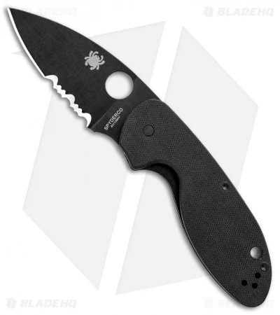 Spyderco Efficient Liner Lock Knife Black G-10 (3" Black Serr) C216GPSBBK 3 Spyderco Efficient Liner Lock Knife Black G-10 (3" Black Serr) C216GPSBBK