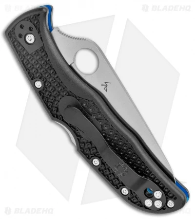 Spyderco Endela Thin Blue Line Knife Black FRN (3.4" Serr Satin) C243FPSBKBL 5 Spyderco Endela Thin Blue Line Knife Black FRN (3.4" Serr Satin) C243FPSBKBL - Image 3