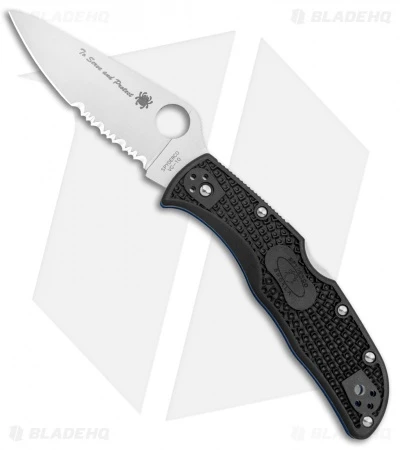 Spyderco Endela Thin Blue Line Knife Black FRN (3.4" Serr Satin) C243FPSBKBL 3 Spyderco Endela Thin Blue Line Knife Black FRN (3.4" Serr Satin) C243FPSBKBL