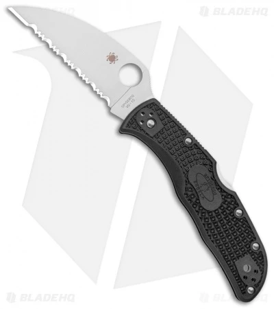 Spyderco Endela Wharncliffe Lockback Knife Black FRN (3.5" Satin Serr) 3 Spyderco Endela Wharncliffe Lockback Knife Black FRN (3.5" Satin Serr)