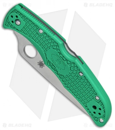 Spyderco Endura 4 Knife Flat Ground Green FRN (3.75" Satin) C10FPGR 4 Spyderco Endura 4 Knife Flat Ground Green FRN (3.75" Satin) C10FPGR - Image 2
