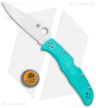 Spyderco Endura 4 Knife Flat Ground Tantalizing Teal FRN (3.75" Satin) 6 Spyderco Endura 4 Knife Flat Ground Tantalizing Teal FRN (3.75" Satin) - Image 4