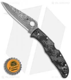 Spyderco Endura 4 Lockback Knife Zome (3.75" Damascus) -Spyderco Sales Spyderco Endura 4 Lockback Knife Zome 3.75 Damascus C10ZPGYD BHQ 117462 LS Bottlecap