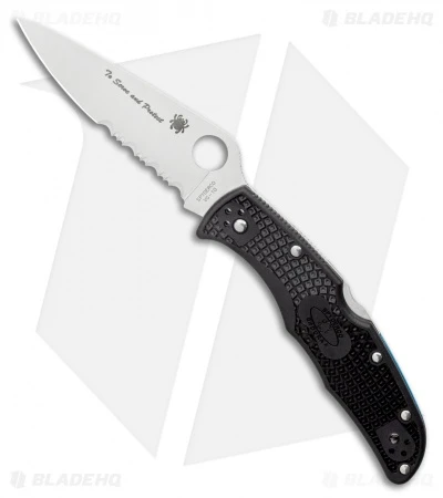 Spyderco Endura 4 Thin Blue Line Knife Black FRN (3.75" Serr Satin) C10FPSBKBL 3 Spyderco Endura 4 Thin Blue Line Knife Black FRN (3.75" Serr Satin) C10FPSBKBL
