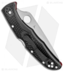 Spyderco Endura 4 Thin Red Line Knife Black FRN (3.75" Serr Satin) C10FPSBKRD -Spyderco Sales Spyderco Endura 4 Thin Red Line Black FRN Satin Serr C10FPSBKRD BHQ 125865 jr side