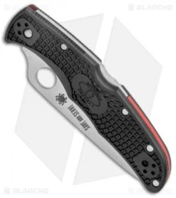 Spyderco Endura 4 Thin Red Line Knife Black FRN (3.75" Serr Satin) C10FPSBKRD -Spyderco Sales Spyderco Endura 4 Thin Red Line Black FRN Satin Serr C10FPSBKRD BHQ 125865 jr spine