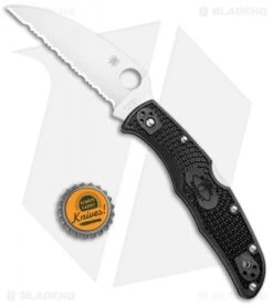 Spyderco Endura 4 Wharncliffe Back Lock Knife Black FRN (3.75" Satin Serr) -Spyderco Sales Spyderco Endura 4 Wharncliffe BL Black FRN Satin Serr C10FSWCBK BHQ 93624 jr bottlecap