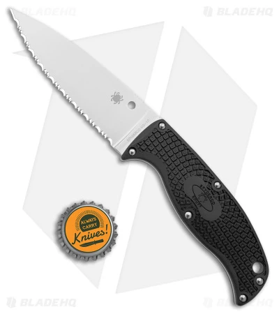 Spyderco Enuff 2 Leaf Fixed Blade Knife Black FRN (3.9" Satin Serr) FB31SBK2 6 Spyderco Enuff 2 Leaf Fixed Blade Knife Black FRN (3.9" Satin Serr) FB31SBK2 - Image 4
