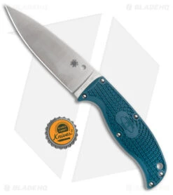 Spyderco Enuff Leaf Fixed Blade Knife Blue FRN (3.95" Satin K390) FB31PBL2K390 -Spyderco Sales Spyderco Enuff Leaf Fixed Blade Knife Blue FRN Satin K390 FB31PBL2K390 BHQ 179358 kc bottlecap
