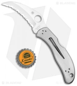 Spyderco Harpy Lockback Knife Stainless Steel (2.75" Satin Full Serr) C08S -Spyderco Sales Spyderco Harpy LB SS Satin Full Serr C08S BHQ 7476 jr bottlecap