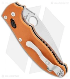 Spyderco Manix 2 Ball Bearing Lock Knife Orange G-10 (3.4" Satin REX 45) Sprint -Spyderco Sales Spyderco Manix 2 Ball Bearing Orange G 10 Satin C101GPBORE2 BHQ 106180 jr side
