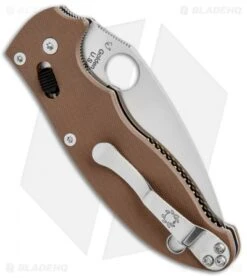 Spyderco Manix 2 Folding Knife Brown G-10 (3.375" Satin M390) C101GPBN2 -Spyderco Sales Spyderco Manix 2 Brown G 10 Satin C101GPBN2 BHQ 93652 jr side