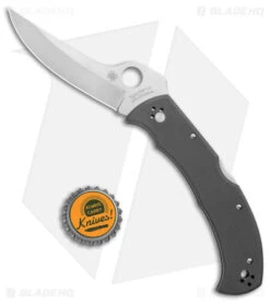 Spyderco Masaad Ayoob Lockback Knife Gray G-10 (3.6" Satin CRU-WEAR) -Spyderco Sales Spyderco Masaad Ayoob LB Gray G 10 Satin BHQ 145694 jr bottlecap