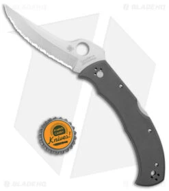 Spyderco Masaad Ayoob Lockback Knife Gray G-10 (3.6" Satin CRU-WEAR Serr) -Spyderco Sales Spyderco Masaad Ayoob LB Gray G 10 Satin Serr BHQ 145695 jr bottlecap