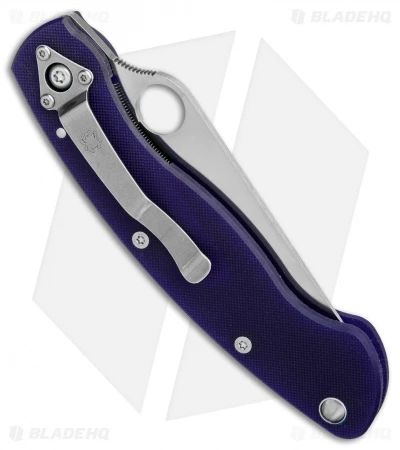Spyderco Military Knife Dark Blue G-10 (4" Satin CPM-S110V) C36GPDBL 4 Spyderco Military Knife Dark Blue G-10 (4" Satin CPM-S110V) C36GPDBL - Image 2