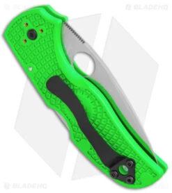 Spyderco Native 5 Salt Lockback Knife Green FRN (3" Satin LC200N Serr) C41SGR5 -Spyderco Sales Spyderco Native 5 Salt LB Green FRN Satin Serr BHQ 145693 jr side