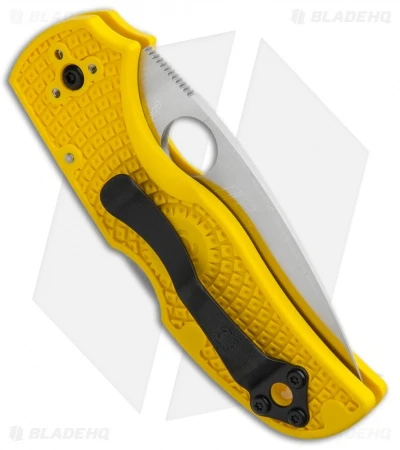 Spyderco Native 5 Salt Lockback Knife Yellow FRN (3" Satin Full Serr) C41SYL5 5 Spyderco Native 5 Salt Lockback Knife Yellow FRN (3" Satin Full Serr) C41SYL5 - Image 3